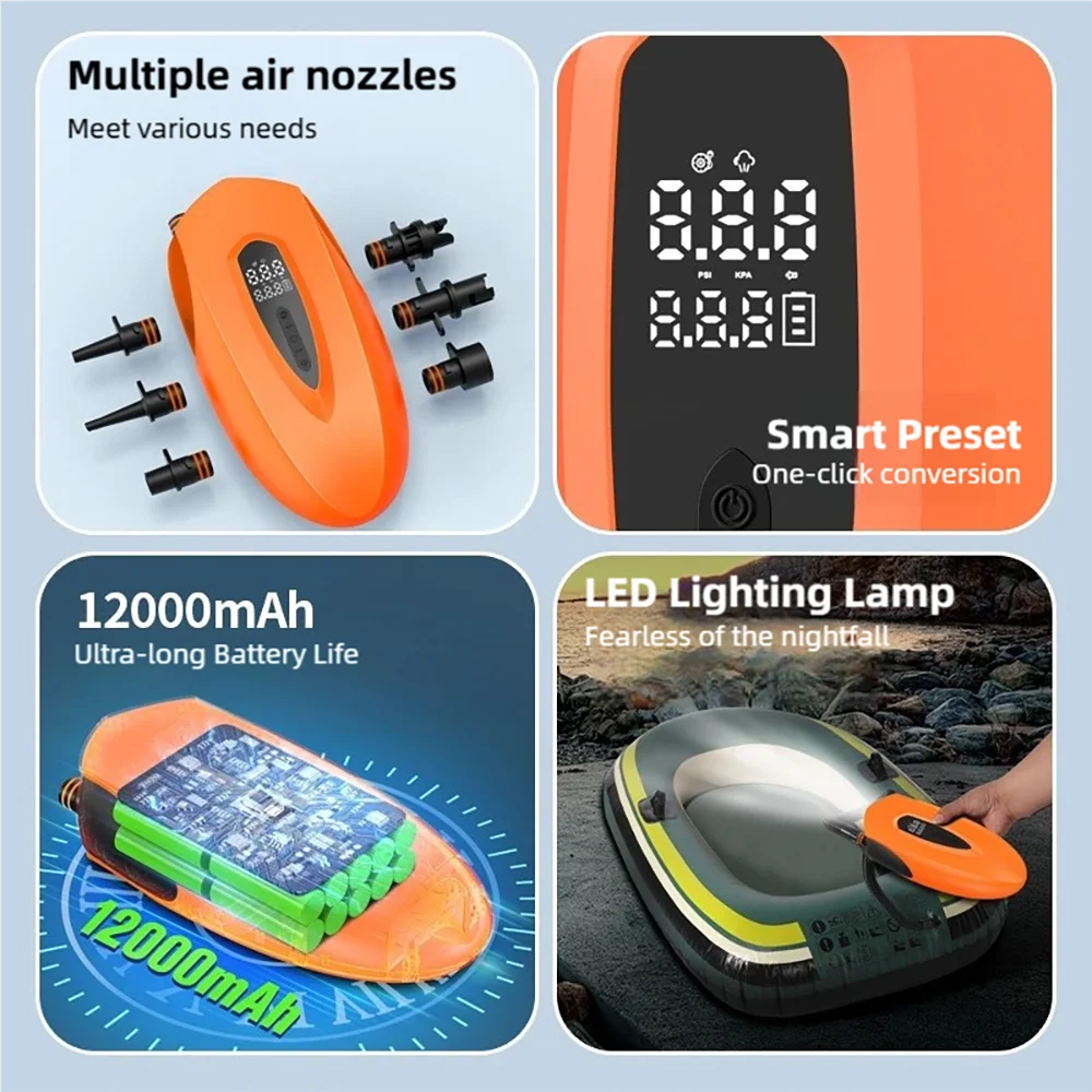 TINSOL 20PSI Paddle Board Inflatable Pump With Auto Shut Off Electric Air Pump Surfboard Board