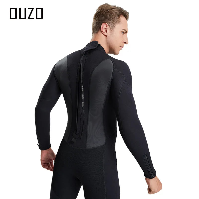 Mens Triathlon Wetsuit 3mm Neoprene Long Sleevele One Piece wetsuit Ultra Elastic Diving Suit O