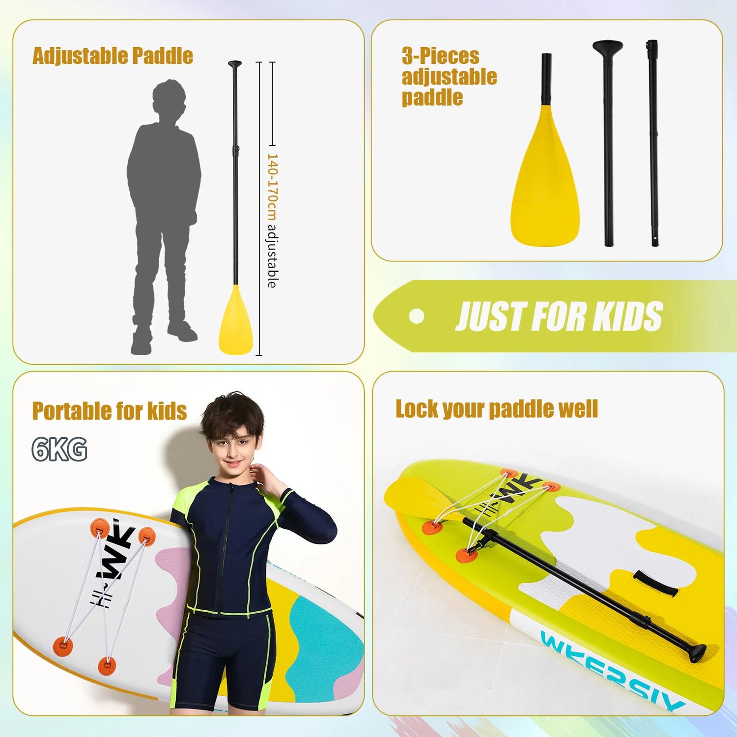 Kids SUP Paddleboard Inflatable Stand Up Paddle Board with Paddle Pump Backpack Leash Repair Ki