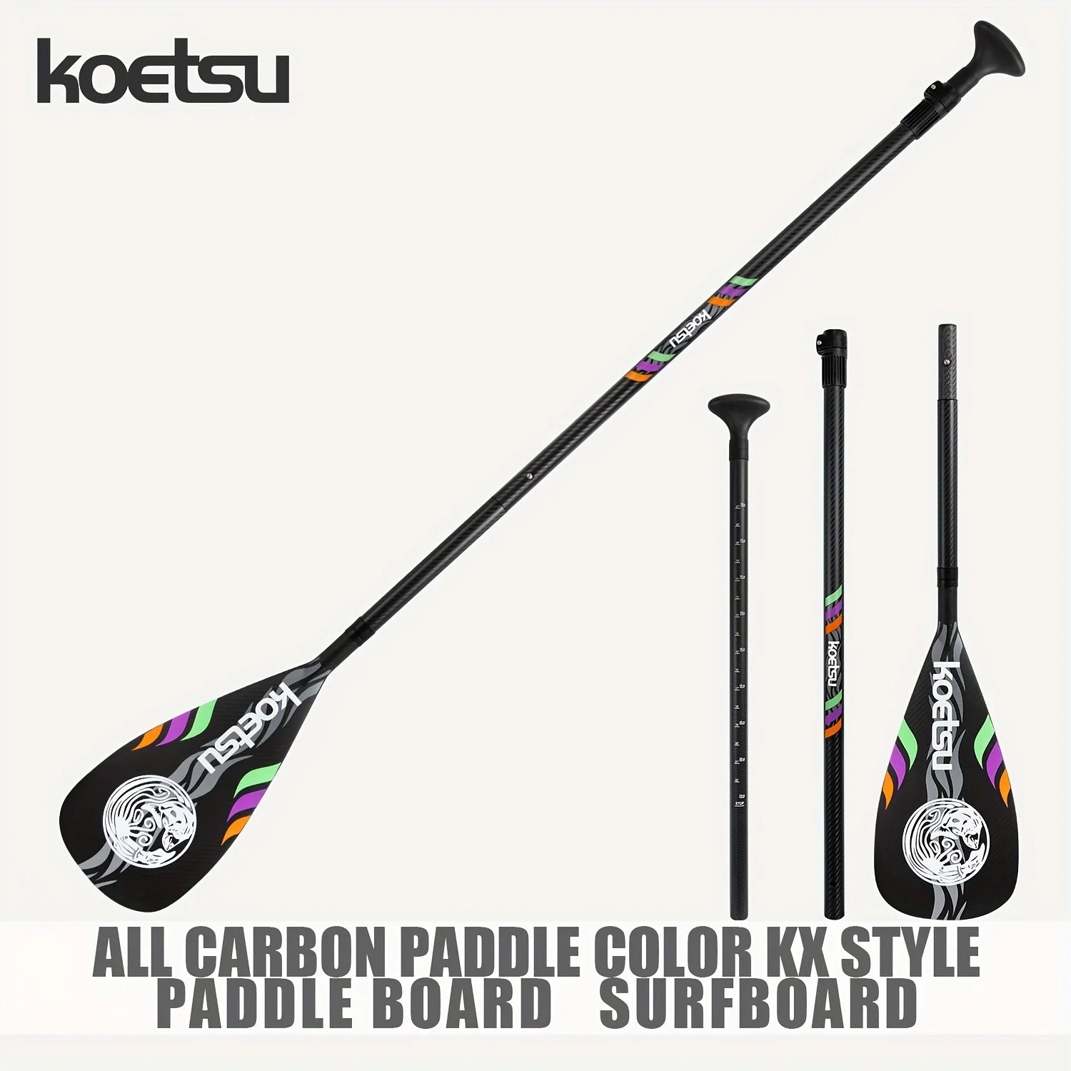 KOETSU 1pc Carbon-fiber Stand Up Paddle, Adjustable Surf Paddle