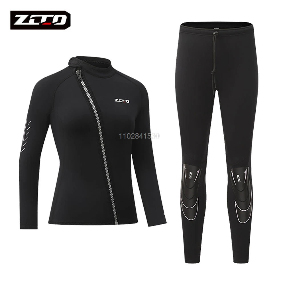 3mm Neoprene Wetsuit Women Men Split Diving Clothing Zipper Jacket Pants Swimwear Kayak Surfing