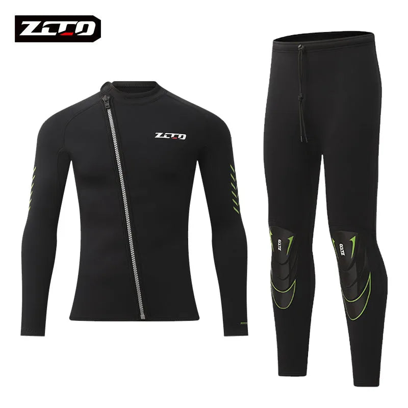 3mm Neoprene Wetsuit Women Men Split Diving Clothing Zipper Jacket Pants Swimwear Kayak Surfing
