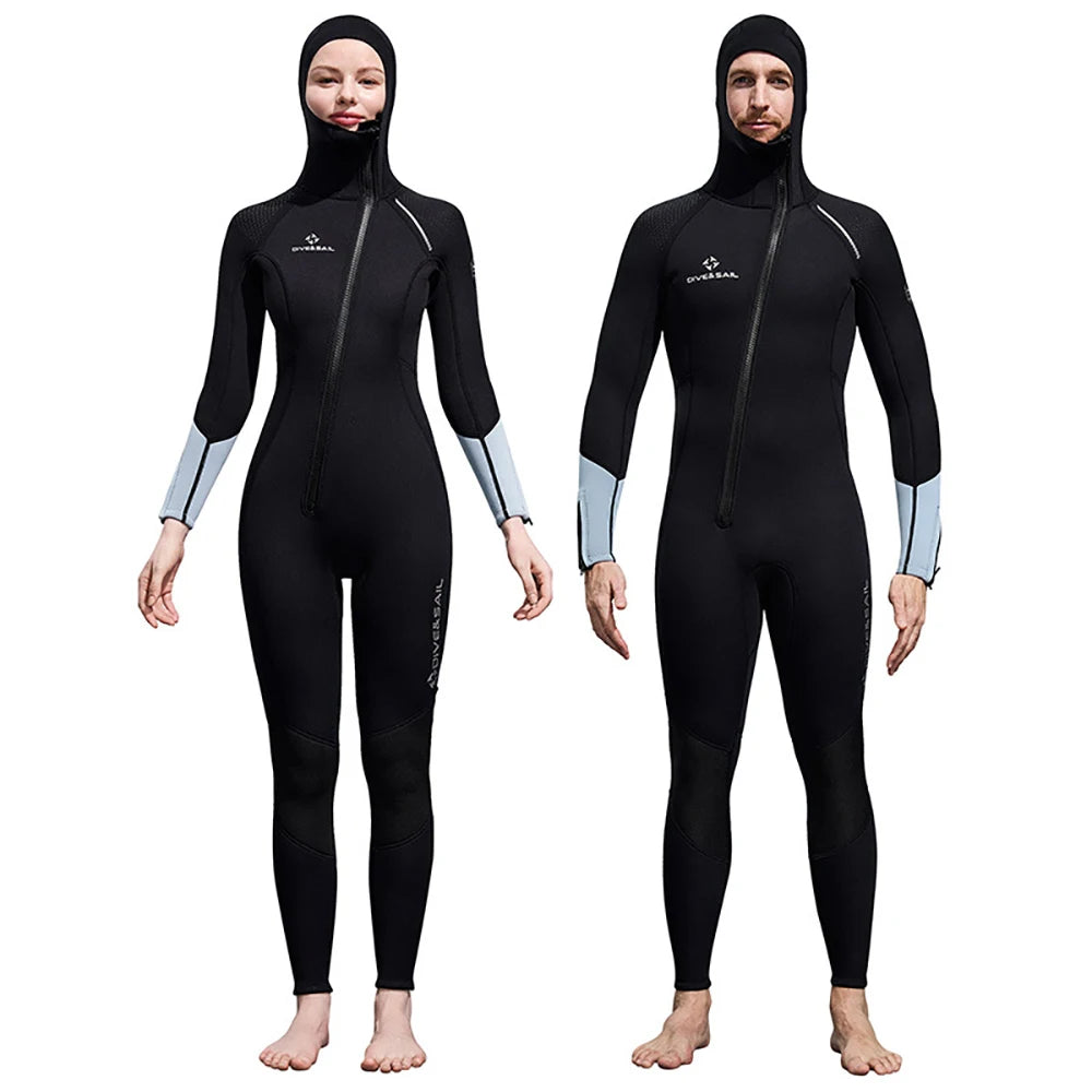 Men Women 3mm Neoprene Wetsuit One-piece Full Body Diving Suit Front Zip Wetsuit With Hood for