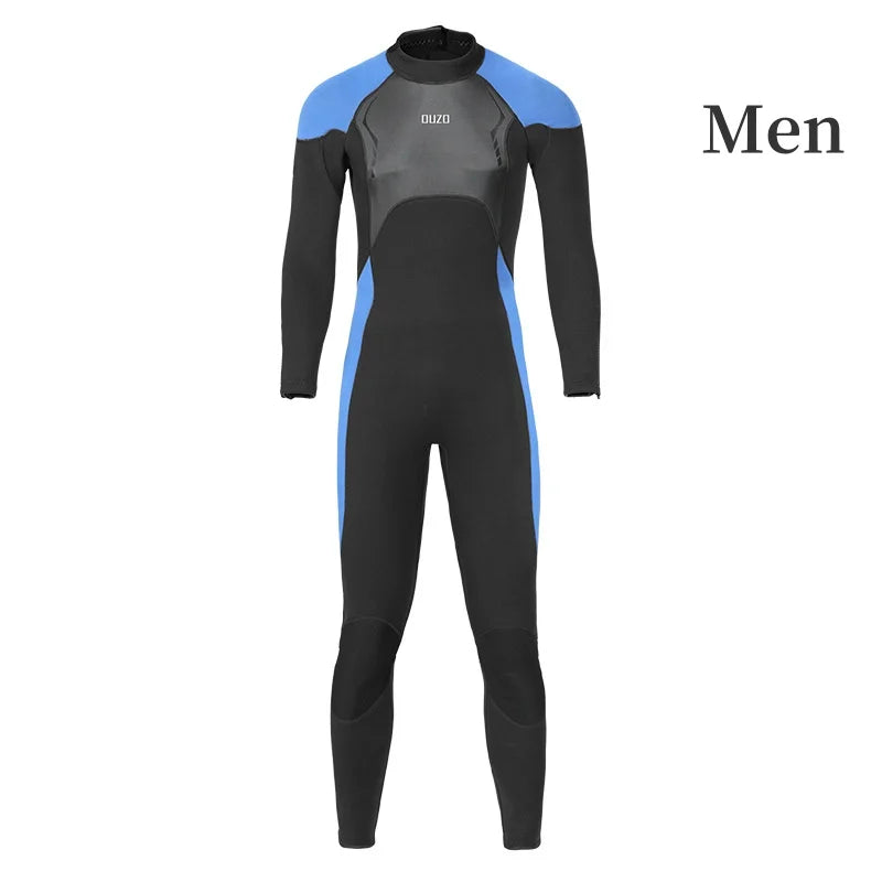 Mens Triathlon Wetsuit 3mm Neoprene Long Sleevele One Piece wetsuit Ultra Elastic Diving Suit O