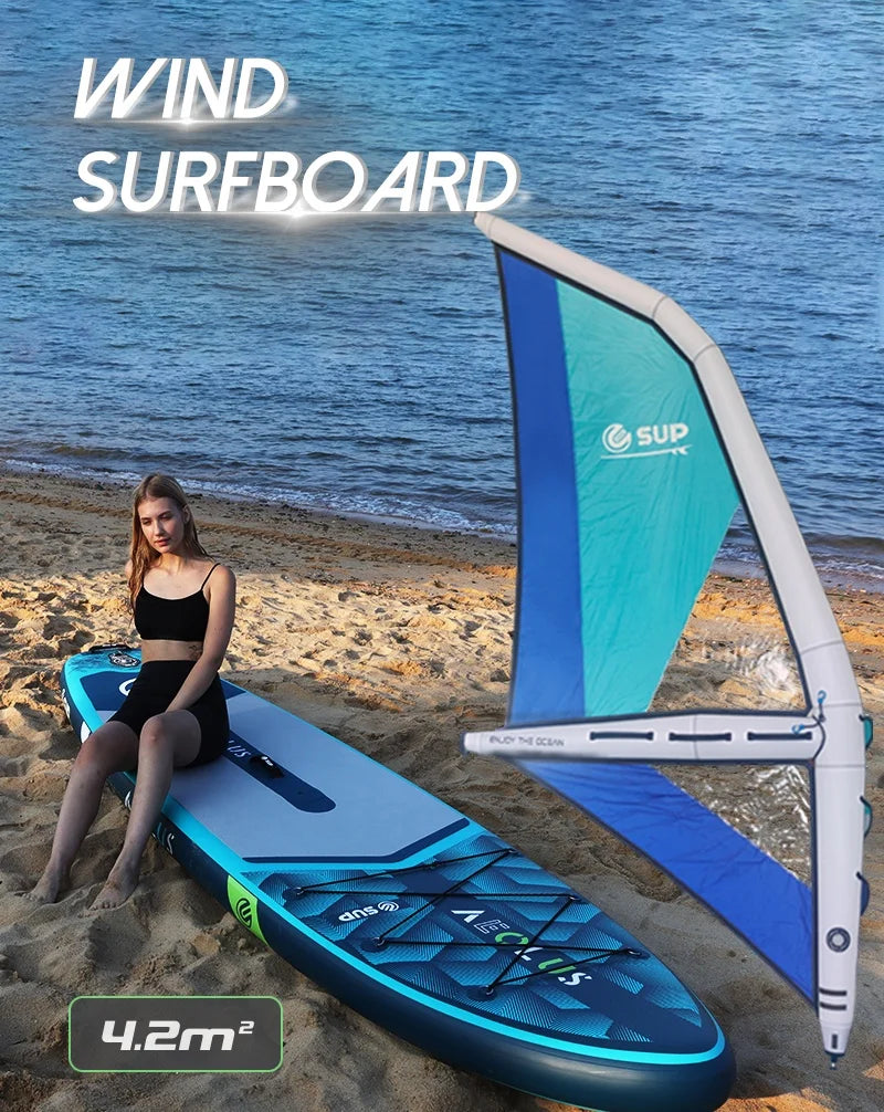 Inflatable Water Sports Wind Surfboard EVA/PVC Material Kitesurfing/Kitesurfing Board with Sail