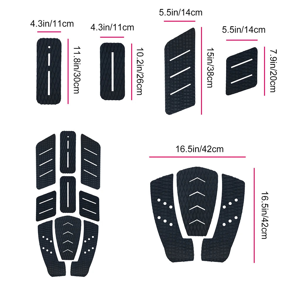 9pc/set Surf Traction Pad Surfboard Back Glue Footing Mat Paddleboard Foot Pad Premium Traction