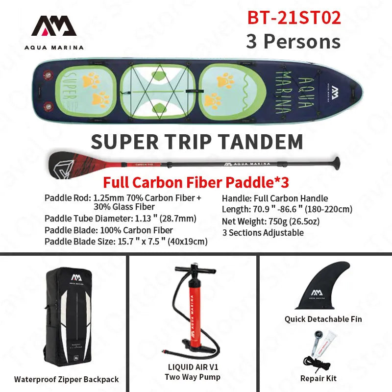 AQUA MARINA SUPER-TRIP Inflatable SUP Surf Board 4.2m/3.7m Large Size Stand Up Paddle Board Inf