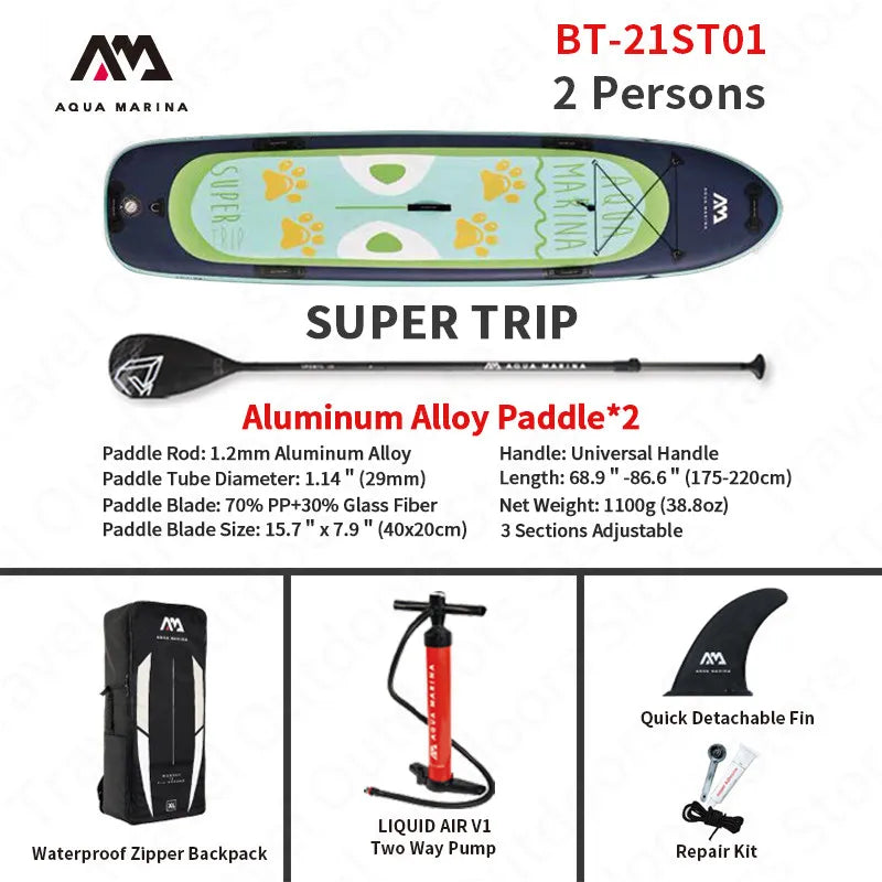 AQUA MARINA SUPER-TRIP Inflatable SUP Surf Board 4.2m/3.7m Large Size Stand Up Paddle Board Inf