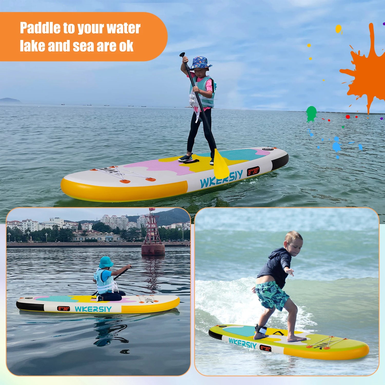 Kids SUP Paddleboard Inflatable Stand Up Paddle Board with Paddle Pump Backpack Leash Repair Ki