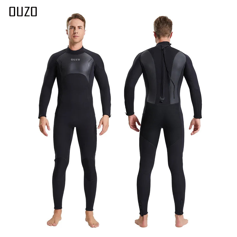 Mens Triathlon Wetsuit 3mm Neoprene Long Sleevele One Piece wetsuit Ultra Elastic Diving Suit O