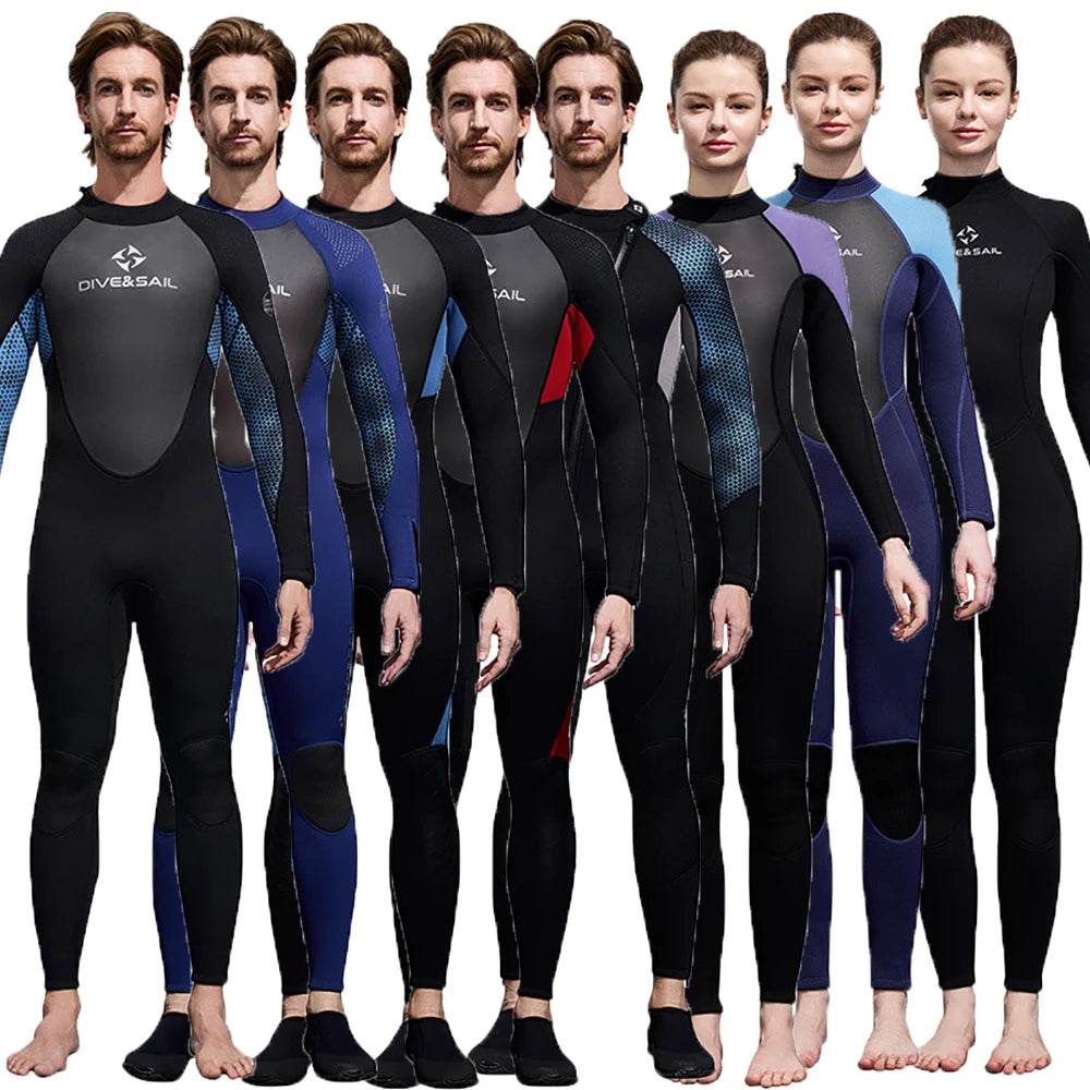 Newest 3mm Neoprene Wetsuit Men's and Women's Long Sleeved Full Body Diving Suit Thickened Warm