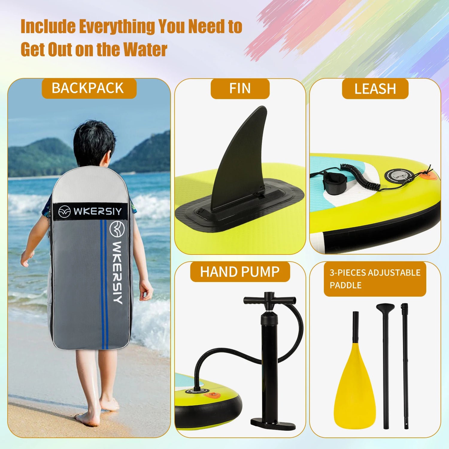 Kids SUP Paddleboard Inflatable Stand Up Paddle Board with Paddle Pump Backpack Leash Repair Ki