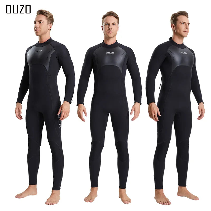 Mens Triathlon Wetsuit 3mm Neoprene Long Sleevele One Piece wetsuit Ultra Elastic Diving Suit O