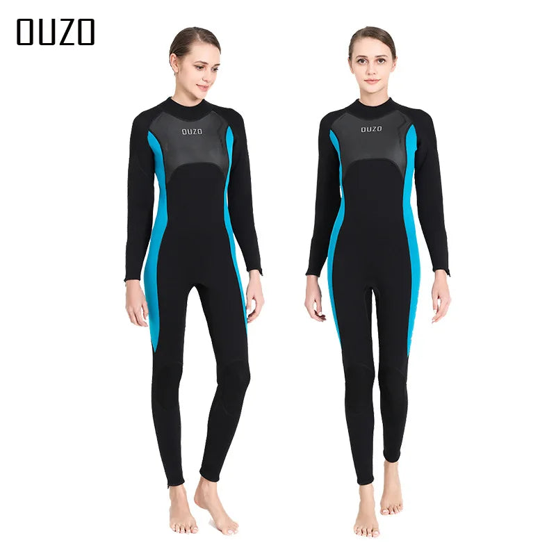Mens Triathlon Wetsuit 3mm Neoprene Long Sleevele One Piece wetsuit Ultra Elastic Diving Suit O