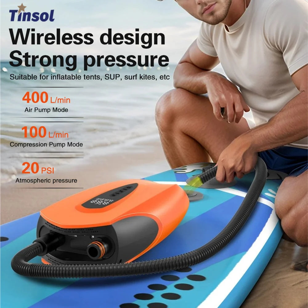 TINSOL 20PSI Paddle Board Inflatable Pump With Auto Shut Off Electric Air Pump Surfboard Board