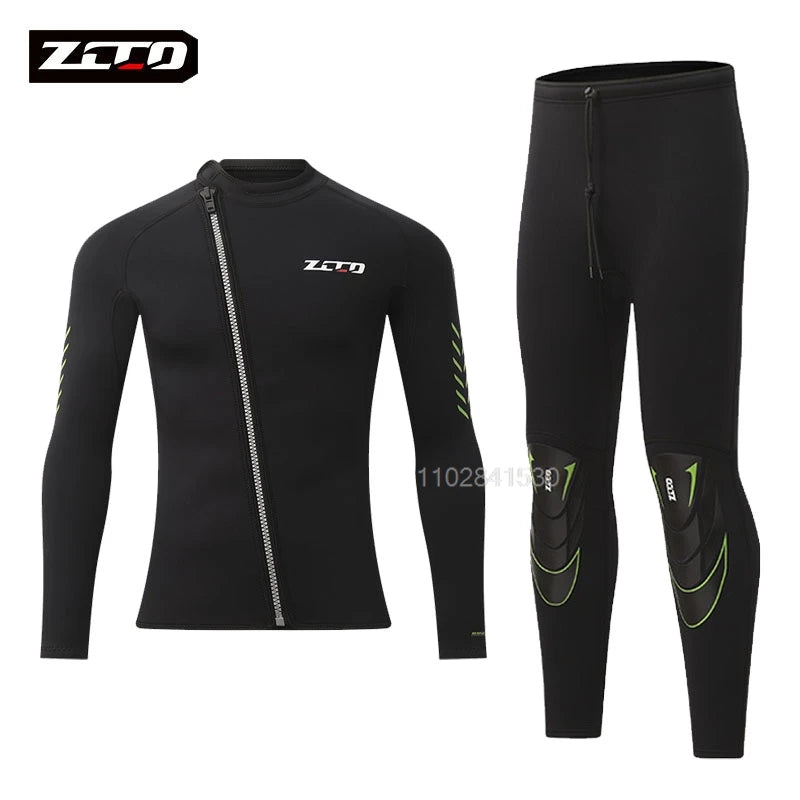 3mm Neoprene Wetsuit Women Men Split Diving Clothing Zipper Jacket Pants Swimwear Kayak Surfing