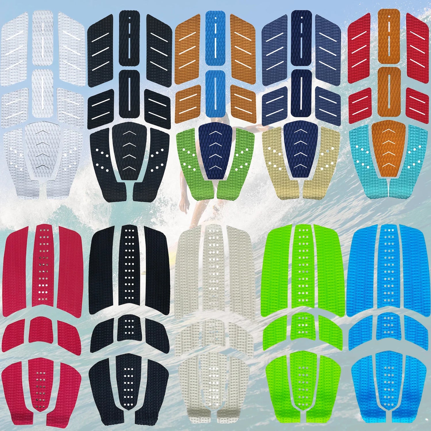 9pc/set Surf Traction Pad Surfboard Back Glue Footing Mat Paddleboard Foot Pad Premium Traction