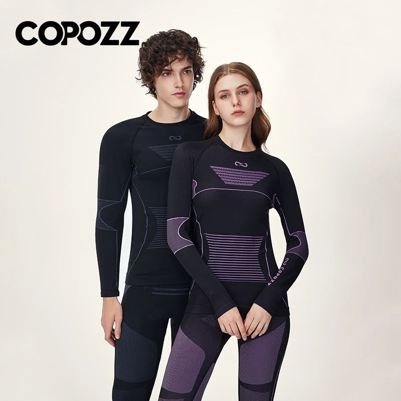 COPOZZ Men Women Ski Thermal Underwear Sets Sports Quick Dry Tracksuit Fitness Workout Exercise