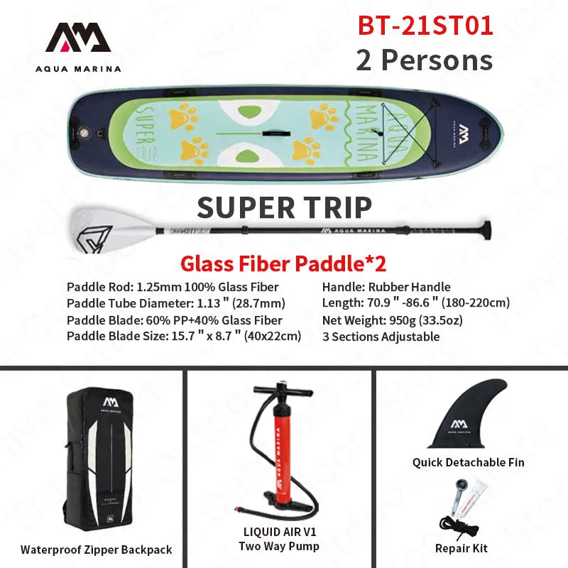 AQUA MARINA SUPER-TRIP Inflatable SUP Surf Board 4.2m/3.7m Large Size Stand Up Paddle Board Inf
