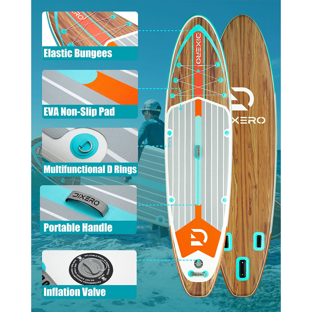 Myboat DIXERO Waterproof Inflatable Paddle Board 11''x33''x6''Adult Standing Style Aquatic With