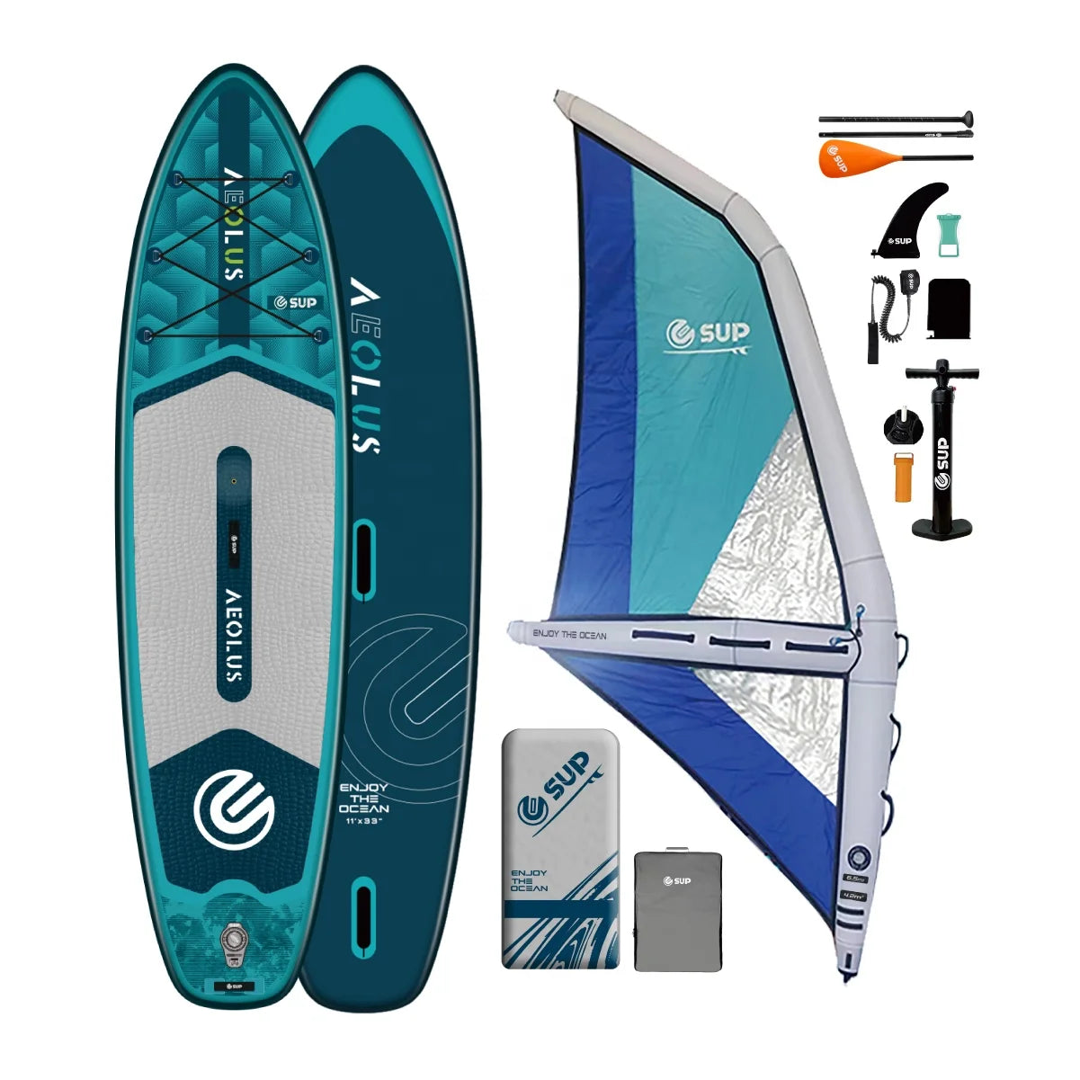 Inflatable Water Sports Wind Surfboard EVA/PVC Material Kitesurfing/Kitesurfing Board with Sail