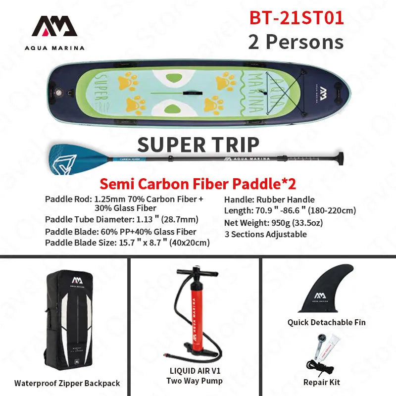 AQUA MARINA SUPER-TRIP Inflatable SUP Surf Board 4.2m/3.7m Large Size Stand Up Paddle Board Inf