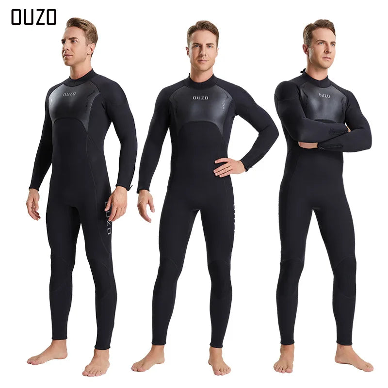 Mens Triathlon Wetsuit 3mm Neoprene Long Sleevele One Piece wetsuit Ultra Elastic Diving Suit O