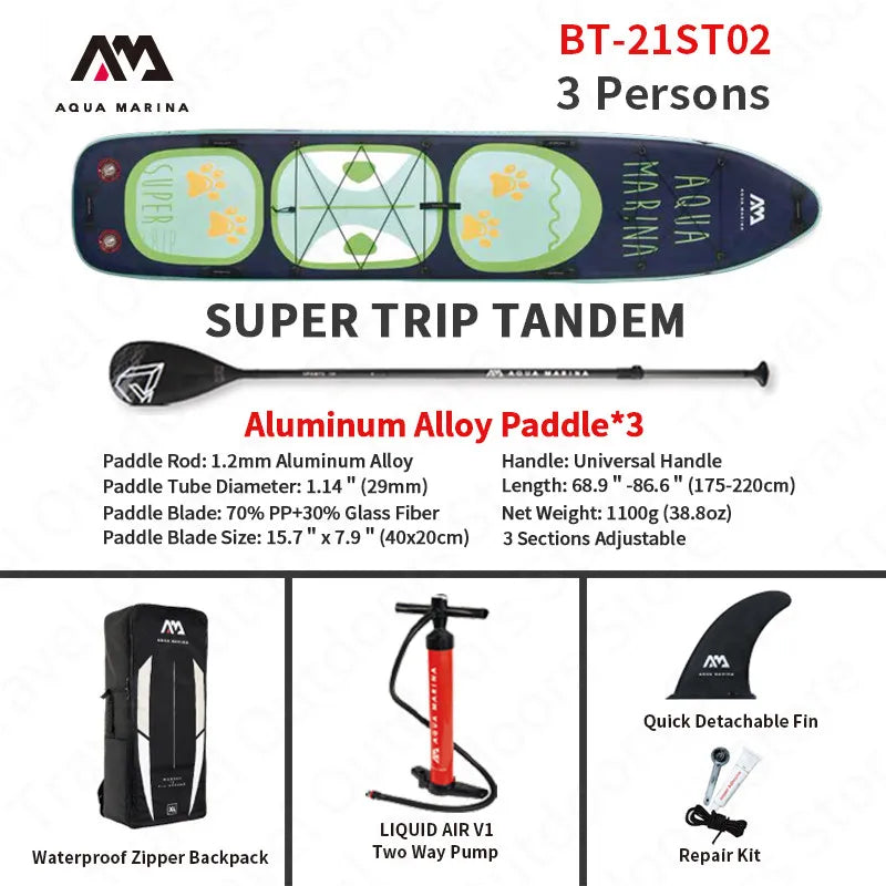 AQUA MARINA SUPER-TRIP Inflatable SUP Surf Board 4.2m/3.7m Large Size Stand Up Paddle Board Inf