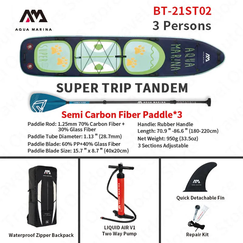 AQUA MARINA SUPER-TRIP Inflatable SUP Surf Board 4.2m/3.7m Large Size Stand Up Paddle Board Inf