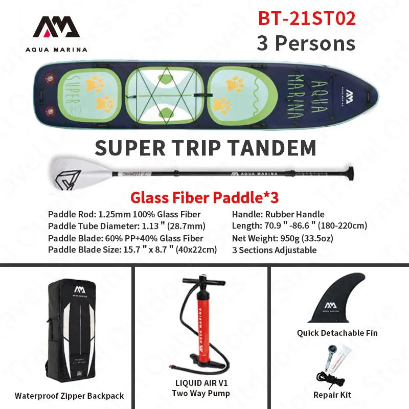 AQUA MARINA SUPER-TRIP Inflatable SUP Surf Board 4.2m/3.7m Large Size Stand Up Paddle Board Inf