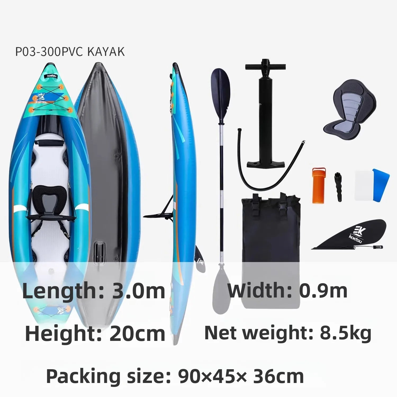 Inflatable Stand Up Paddle Board with 130kg Max Load - 295L Displacement & 10-15 PSI Pressure