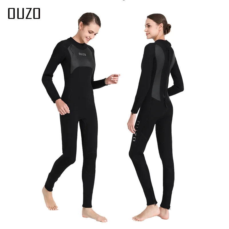 Mens Triathlon Wetsuit 3mm Neoprene Long Sleevele One Piece wetsuit Ultra Elastic Diving Suit O
