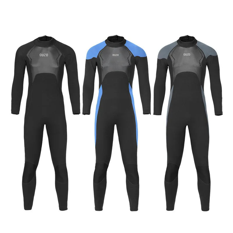 Mens Triathlon Wetsuit 3mm Neoprene Long Sleevele One Piece wetsuit Ultra Elastic Diving Suit O