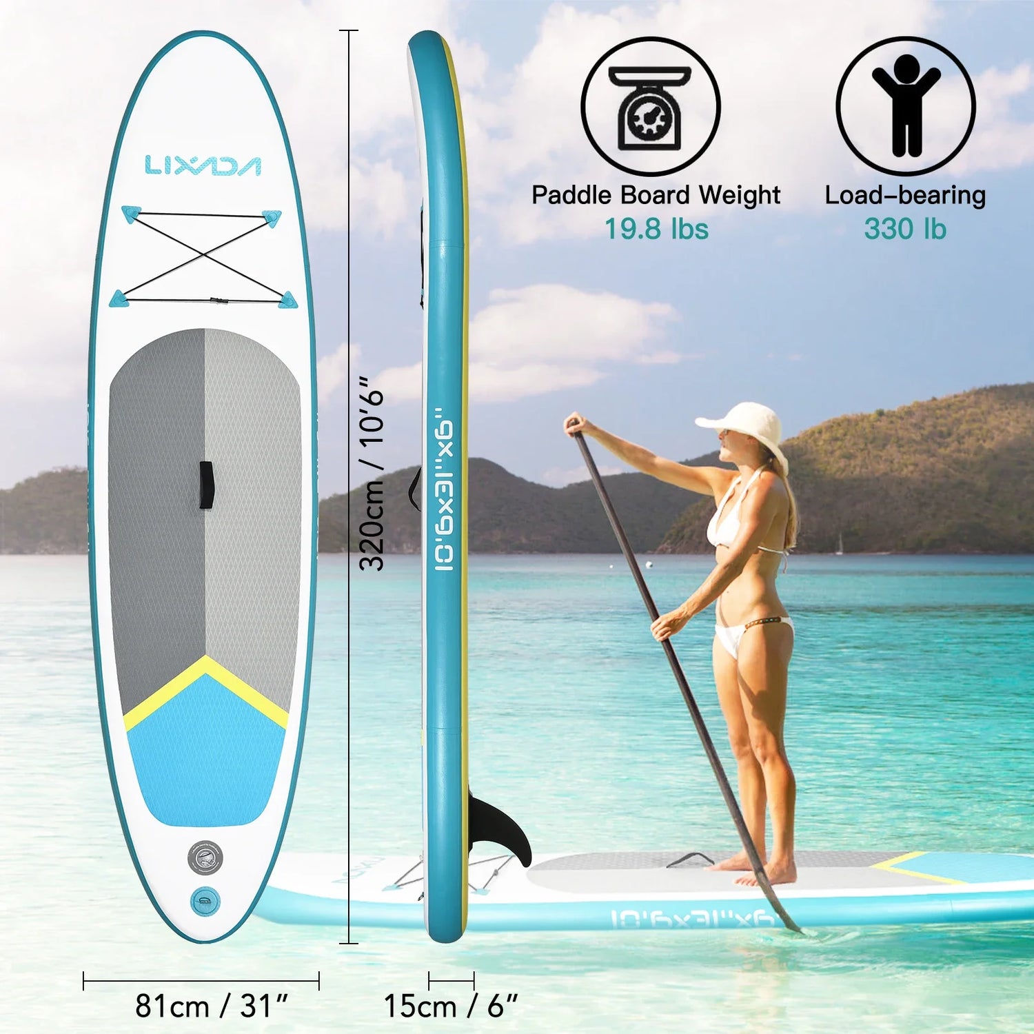 Inflatable Paddle Board Stand Up for Adult 6 Inch Thick SUP Paddleboard Water Sport Surf Set wi