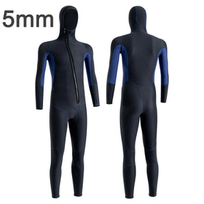 Mens Wetsuit 5mm Full Scuba Diving Suit Front Zipper Hoodie Snorkeling Surfing Kayaking Canoein
